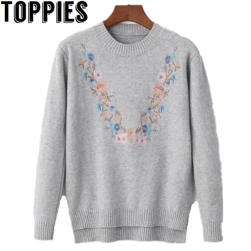 2019 Pull Femme Women Floral Embroidery Sweater O-neck Long Sleeves Knit Jumper Jerseys 9 Colors Soft Pullover 
2019 Pull Femme Women Floral Embroidery Sweater O-neck Long Sleeves Knit Jumper Jerseys 9 Colors Soft Pullover
