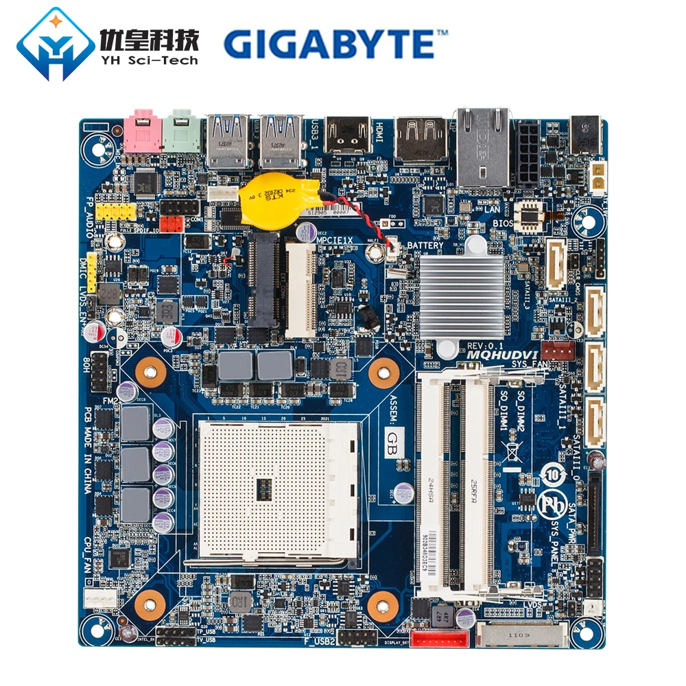 Gigabyte MQHUDVI AMD A75 Original Used Desktop Motherboard Socket FM2 AMD Fusion APU DDR3 16G SATA3 USB3.0 HDMI DP Thin Mini ITX
Gigabyte MQHUDVI AMD A75 Original Used Desktop Motherboard Socket FM2 AMD Fusion APU DDR3 16G SATA3 USB3.0 HDMI DP Thin Mini ITX