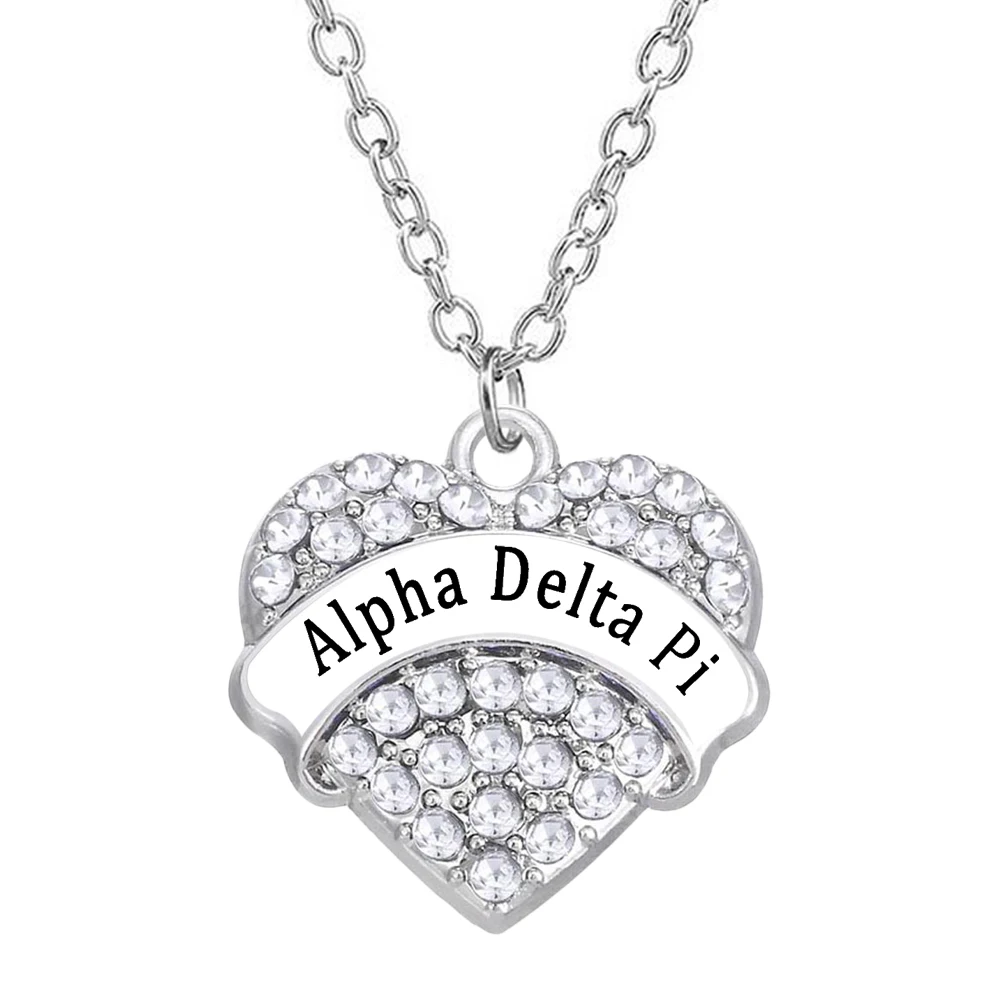 Popular customizable labels Heart rhinestone crystal inlaid metal pendant necklace for Alpha Delta Pi sorority Society jewelry
Popular customizable labels Heart rhinestone crystal inlaid metal pendant necklace for Alpha Delta Pi sorority Society jewelry