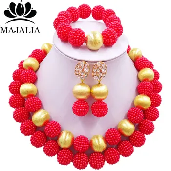 Majalia Charming Nigerian Wedding African Pearl Jewelery Set Red Crystal Plastic Pearl Necklace Bride Jewelry Set 2LS007
Majalia Charming Nigerian Wedding African Pearl Jewelery Set Red Crystal Plastic Pearl Necklace Bride Jewelry Set 2LS007