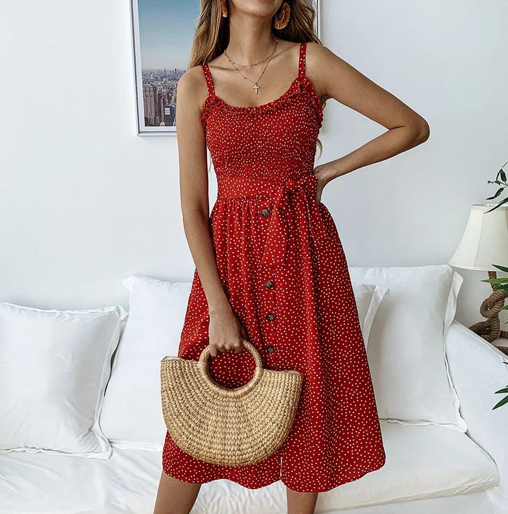 New Products Best Selling 2019 Spring And Summer Printing Wave Point Lotus Leaf Button Button Women's Dress
New Products Best Selling 2019 Spring And Summer Printing Wave Point Lotus Leaf Button Button Women's Dress