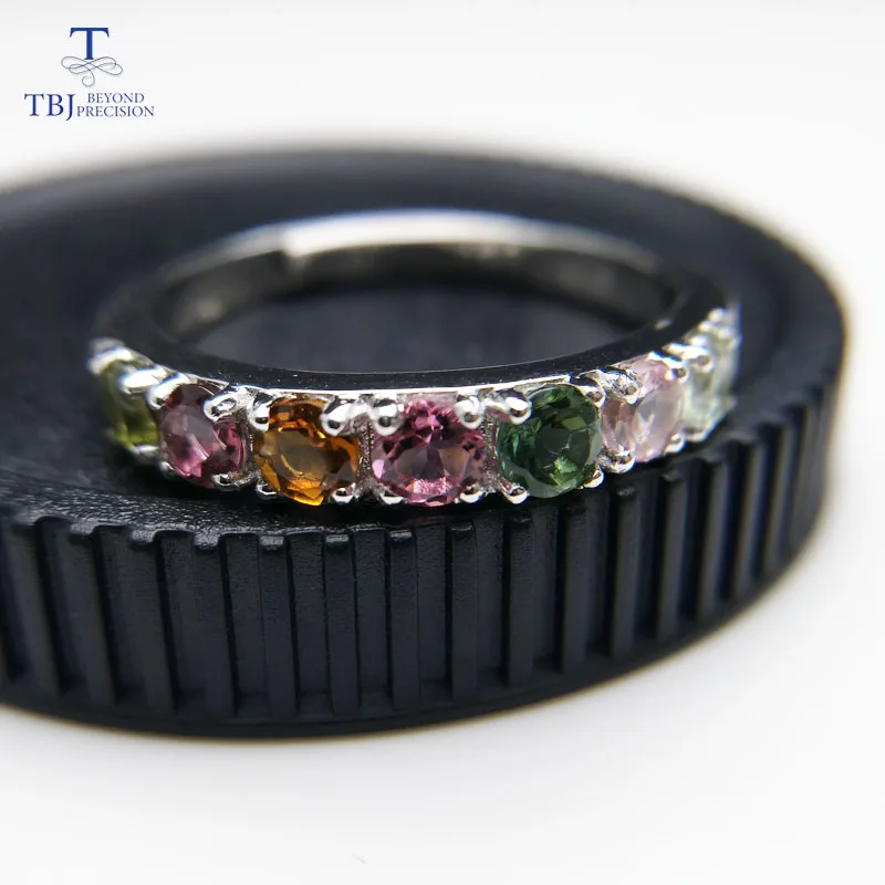 

TBJ,Simple and elegant natural fancy color tourmaline Ring in 925 sterling silver fine jewelry for girl as fashion gift with box