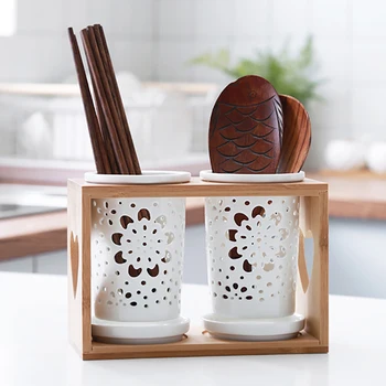 2pcs/set Ceramic Chopsticks Storage Rack Shovel Spoon Knife Fork Storage Box Wood Drain Holder Kitchen Utensils Organizer
2pcs/set Ceramic Chopsticks Storage Rack Shovel Spoon Knife Fork Storage Box Wood Drain Holder Kitchen Utensils Organizer