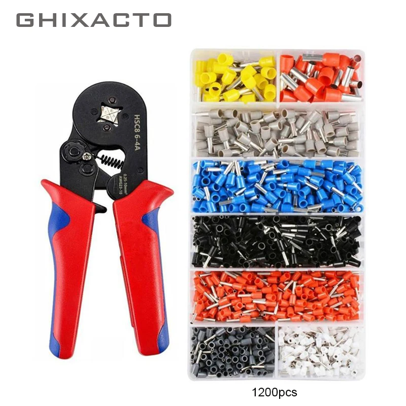 HSC8 6-4 Self Adjustable Terminal Crimping Pliers Automatic Cable Pliers Tube Needle Terminals Box Tool with 1200 Terminals Kit
HSC8 6-4 Self Adjustable Terminal Crimping Pliers Automatic Cable Pliers Tube Needle Terminals Box Tool with 1200 Terminals Kit