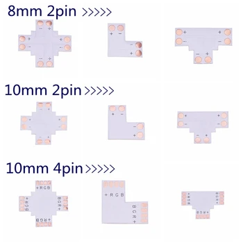 5pcs L T X Shape 8mm 10mm 12mm 2pin 4pin 5pin Single Color RGB RGBW LED Strip Corner Connector PCB Board Splitter Connector
5pcs L T X Shape 8mm 10mm 12mm 2pin 4pin 5pin Single Color RGB RGBW LED Strip Corner Connector PCB Board Splitter Connector
