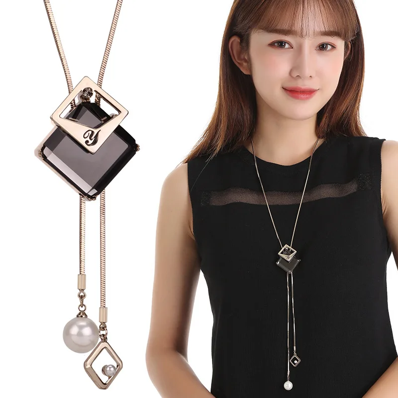 Women's Autumn Winter Pearl Long Necklace Austrian Crystal Geometric Square Necklace Pendant Champagne Gold Chain Necklace Gifts
Women's Autumn Winter Pearl Long Necklace Austrian Crystal Geometric Square Necklace Pendant Champagne Gold Chain Necklace Gifts