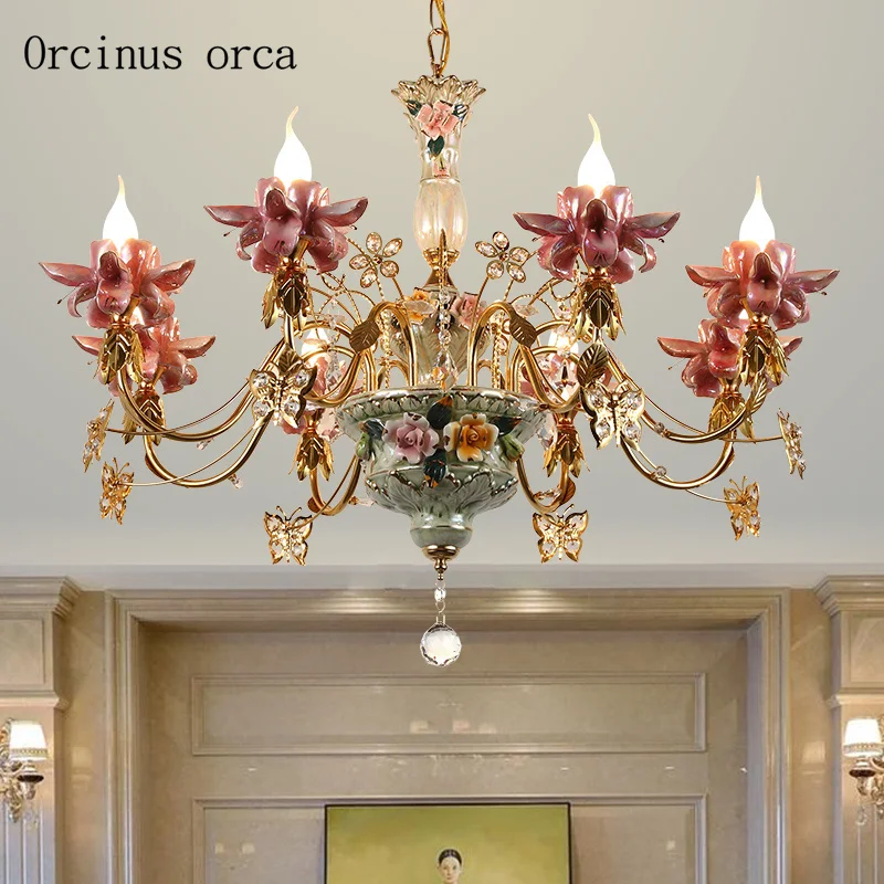 European Garden Flower Crystal Chandelier living room dining room French luxury pink Ceramic Pendant lamp free shipping
European Garden Flower Crystal Chandelier living room dining room French luxury pink Ceramic Pendant lamp free shipping