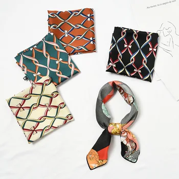 Women's 2019 spring and summer wild art decoration retro 60*60cm simulation silk geometric printing multi-function square scarf 
Women's 2019 spring and summer wild art decoration retro 60*60cm simulation silk geometric printing multi-function square scarf