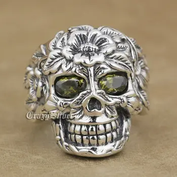 925 Sterling Silver Flower Skull Black Olive Eyes Mens Biker Ring 9W105 US Size 8~14
925 Sterling Silver Flower Skull Black Olive Eyes Mens Biker Ring 9W105 US Size 8~14