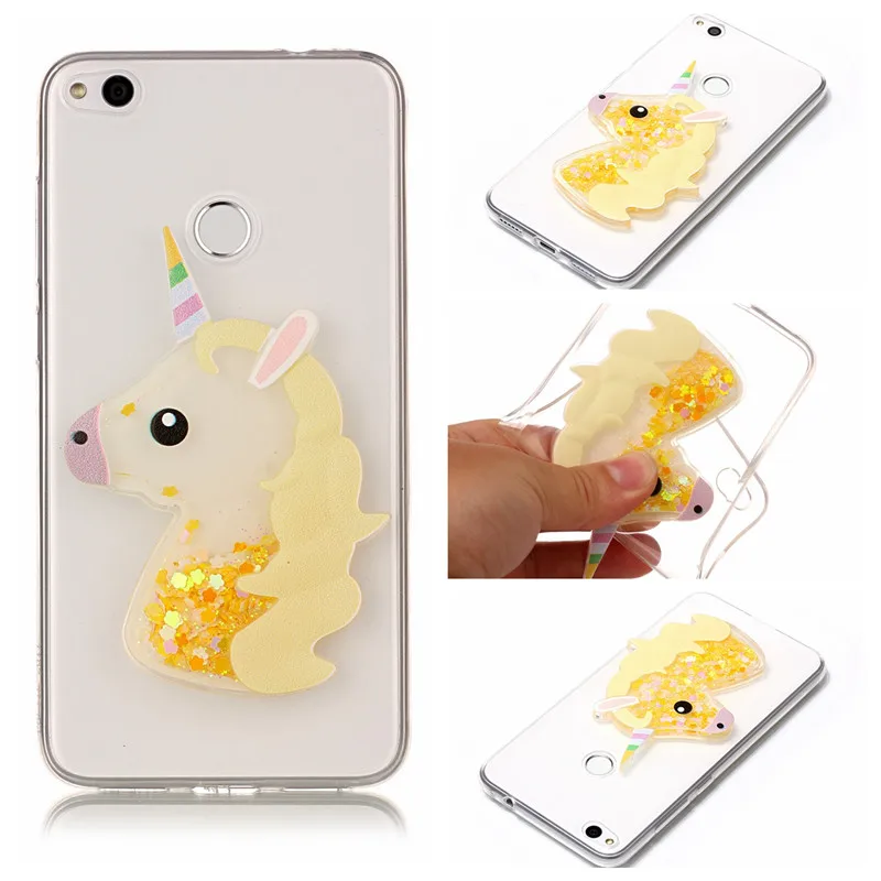 Чехол для Huawei P20 Pro Dynamic Liquid Glitter Bling Quicksand Unicorn с блестками P8 P9 Lite 2017 P10 Lite|Бамперы| |