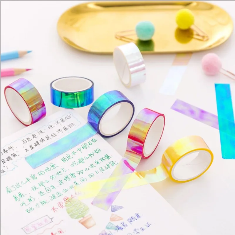 6Pcs/set Creative Rainbow Film Laser Tape Cool Color Decorative Waterproof Tape Photo Album DIY Material Collage
6Pcs/set Creative Rainbow Film Laser Tape Cool Color Decorative Waterproof Tape Photo Album DIY Material Collage