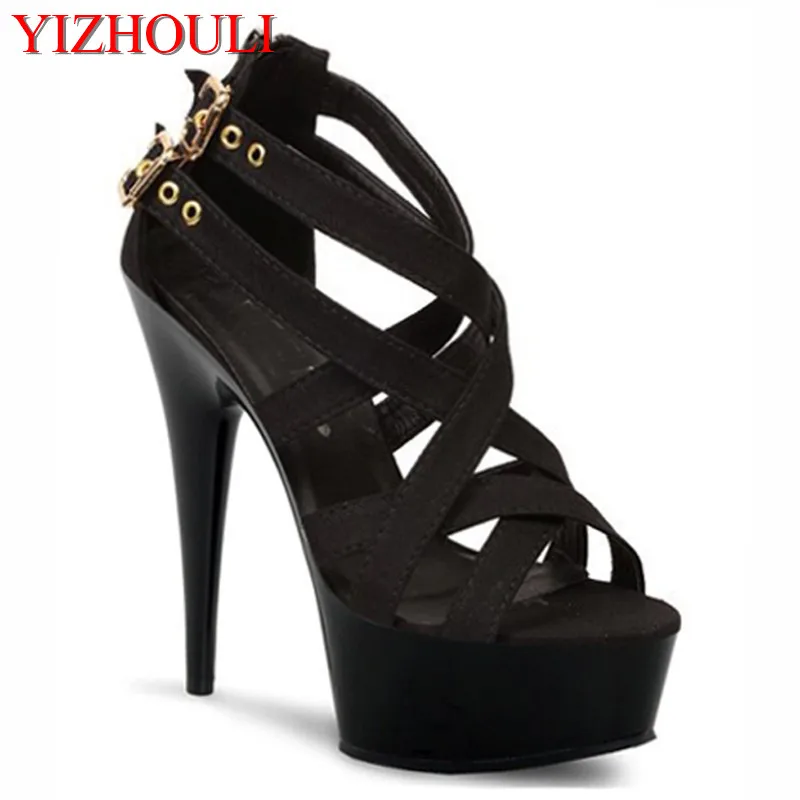 

15cm sexy clubbing pole dancing high heels 6 inch Exotic Dancer shoes Stiletto With Platform women gladiator shoes