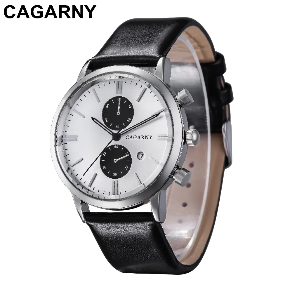 

Vogue Leather Wrist Watch For Men Top Luxury Brand Cagarny Mens Analog Quartz Watches Man Clock Date Sport Reloj Hombre Dropship