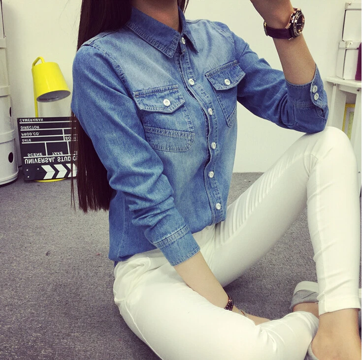 blusas Casual fashion brand spring/autumn style woman cotton blouses jeans shirts Steampunk lady tops loose sky blue
blusas Casual fashion brand spring/autumn style woman cotton blouses jeans shirts Steampunk lady tops loose sky blue