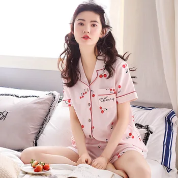 women's summer pajamas short-sleeved cotton fashion ladies casual home pajamas suit shirt+shorts 2 piece set women pajamas
women's summer pajamas short-sleeved cotton fashion ladies casual home pajamas suit shirt+shorts 2 piece set women pajamas
