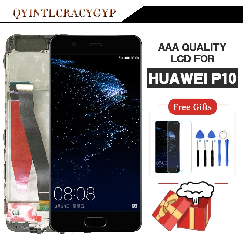 ЖК-дисплей качества AAA с рамкой для Huawei P10 ЖК-экран VTR-AL00 VTR-AL01 VTR-L09 | Мобильные
