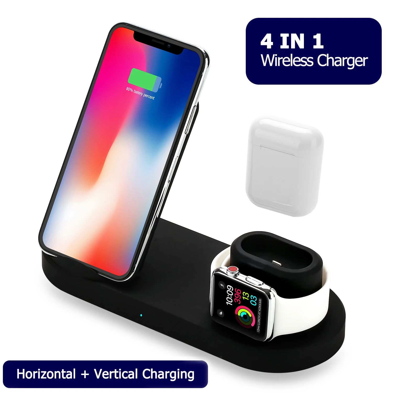 Беспроводное зарядное устройство для iPhone XS Max XR зарядная док-станция Apple Watch серии
