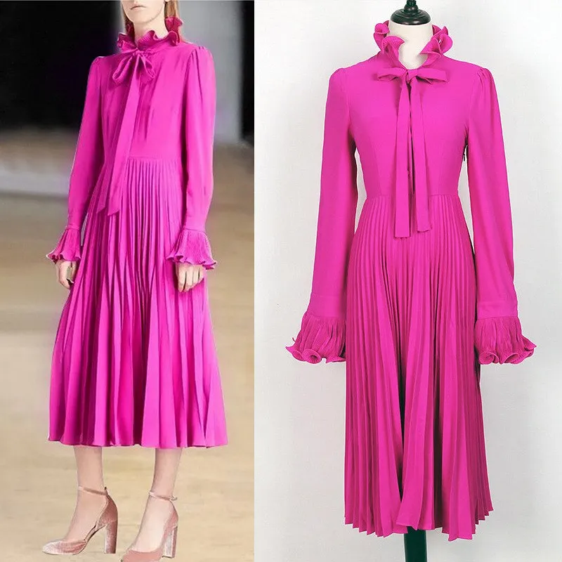 Fashion 2019 Rose Red Long Sleeve Sexy Dress Summer Autumn Evening Party Dress Women Lace Up Pleated Dress
Fashion 2019 Rose Red Long Sleeve Sexy Dress Summer Autumn Evening Party Dress Women Lace Up Pleated Dress