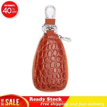 

New Explosion crocodile pattern real leather ladies key bag embossed head layer cattle key bag men's car key bag wholesale Best