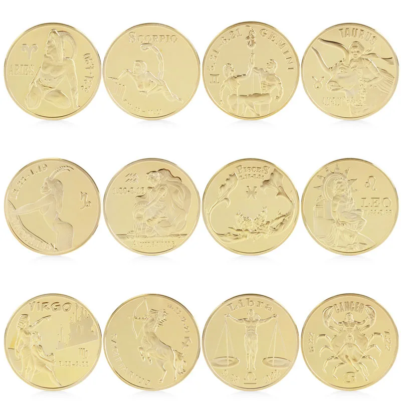 12Pcs Gold Plated Twelve 12 constellation Commemorative Coin Collection Physical Drop shipping
12Pcs Gold Plated Twelve 12 constellation Commemorative Coin Collection Physical Drop shipping