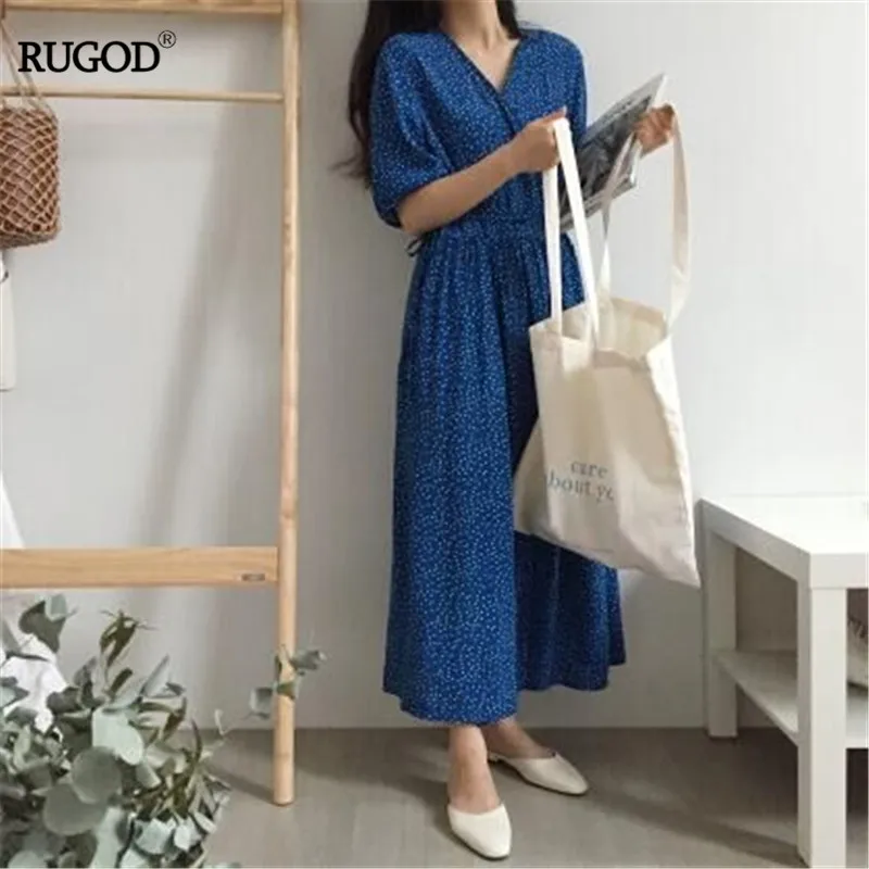 RUGOD 2019 summer women dot short sleeve blue dresses vintage pullover slim lady casual lady fashion vestidos
RUGOD 2019 summer women dot short sleeve blue dresses vintage pullover slim lady casual lady fashion vestidos