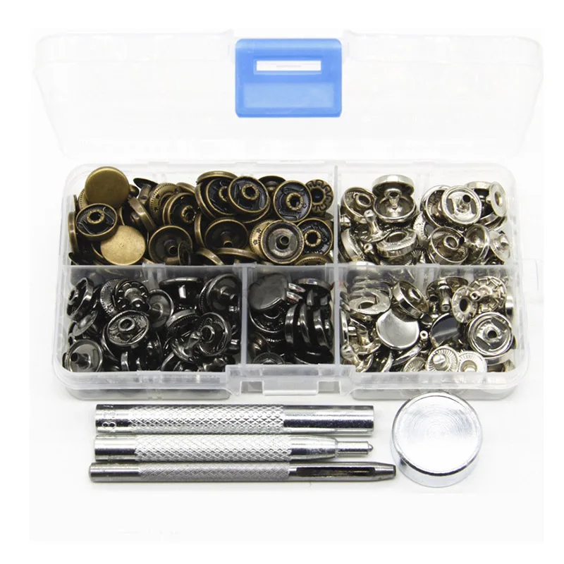 60sets 12.5mm metal snap button + all sets setting tool set leather craft sewing hardware accessories DIY clothing button 633
60sets 12.5mm metal snap button + all sets setting tool set leather craft sewing hardware accessories DIY clothing button 633