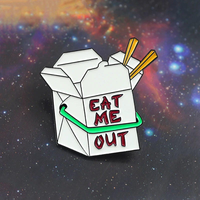 Lunch Box Brooch Cartoon Fast Food Box EAT ME OUT Funny Enamel Pin Denim Leather Badge Office White Collar Personalized Gifts
Lunch Box Brooch Cartoon Fast Food Box EAT ME OUT Funny Enamel Pin Denim Leather Badge Office White Collar Personalized Gifts