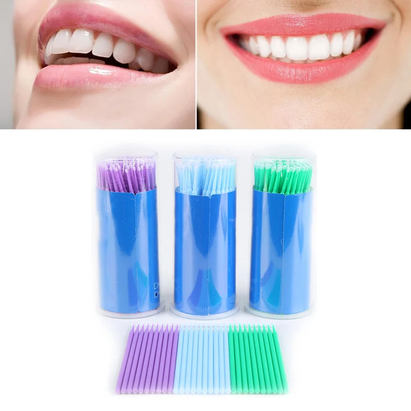 

100 Pcs/Pack Disposable Microbrush Applicators Dental Micro Brush Eyelash Extensions Remove False Eyelashes Cotton Swab
