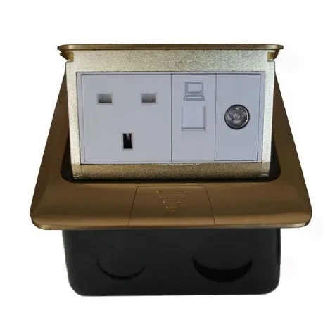 Golden Copper Dual UK ground socket for SA UK Singapore ect hotel home office building floor socket
Golden Copper Dual UK ground socket for SA UK Singapore ect hotel home office building floor socket