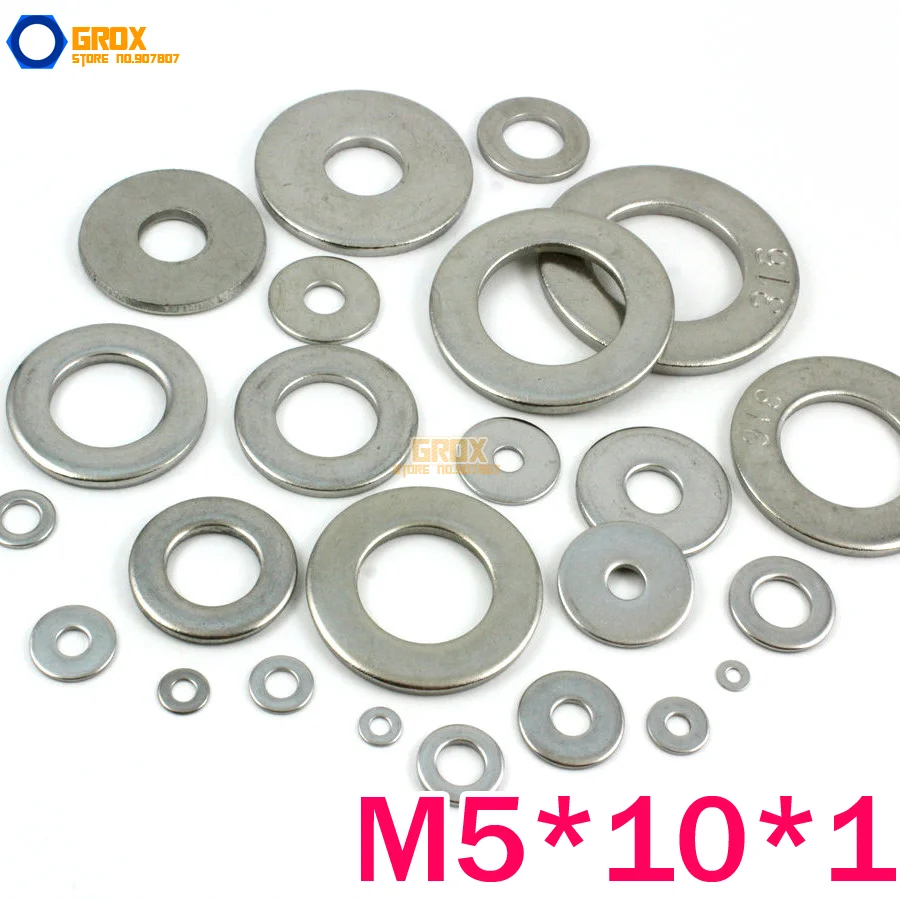 

300 Pieces M5*10*1mm 316 Stainless Steel Flat Washer Marine Grade