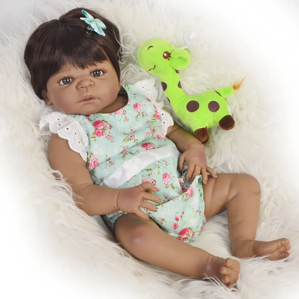 55cm Silicone Reborn Baby Doll Toys 22'' black skin Vinyl Princess Toddler Babies Dolls Alive Play House DIY Toy Girls bebe gift
55cm Silicone Reborn Baby Doll Toys 22'' black skin Vinyl Princess Toddler Babies Dolls Alive Play House DIY Toy Girls bebe gift