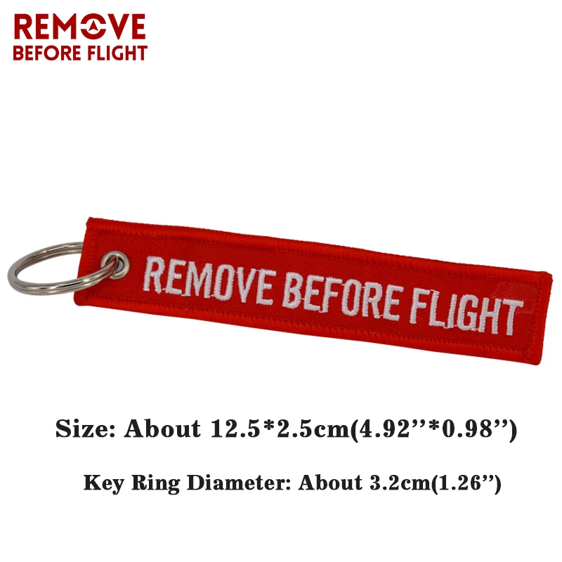 Remove Before Flight Key Chain Chaveiro Red Embroidery Keychain Ring for Aviation Gifts OEM Key Ring Jewelry Luggage Tag Key Fob2 02