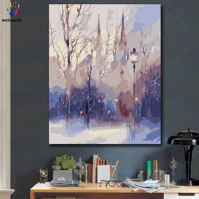 DIY картинки для раскраски по номерам с цветами серый облачный день Impression in the