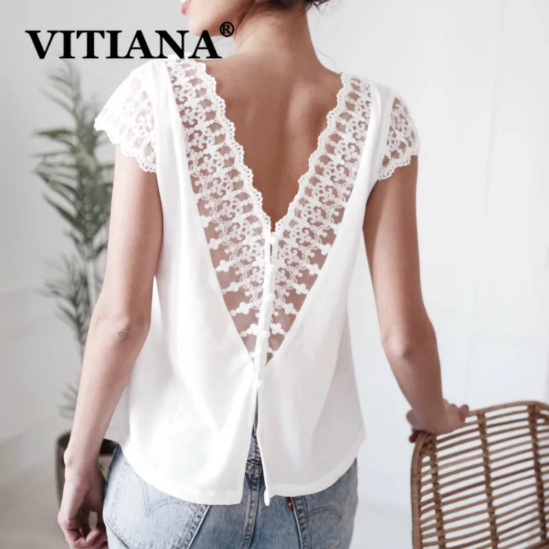 VITIANA Women Sexy Chiffon Blouse Summer 2019 Female Sleeveless Backless Hollow Out V-Neck Solid Black White Beach Party Dresses
VITIANA Women Sexy Chiffon Blouse Summer 2019 Female Sleeveless Backless Hollow Out V-Neck Solid Black White Beach Party Dresses