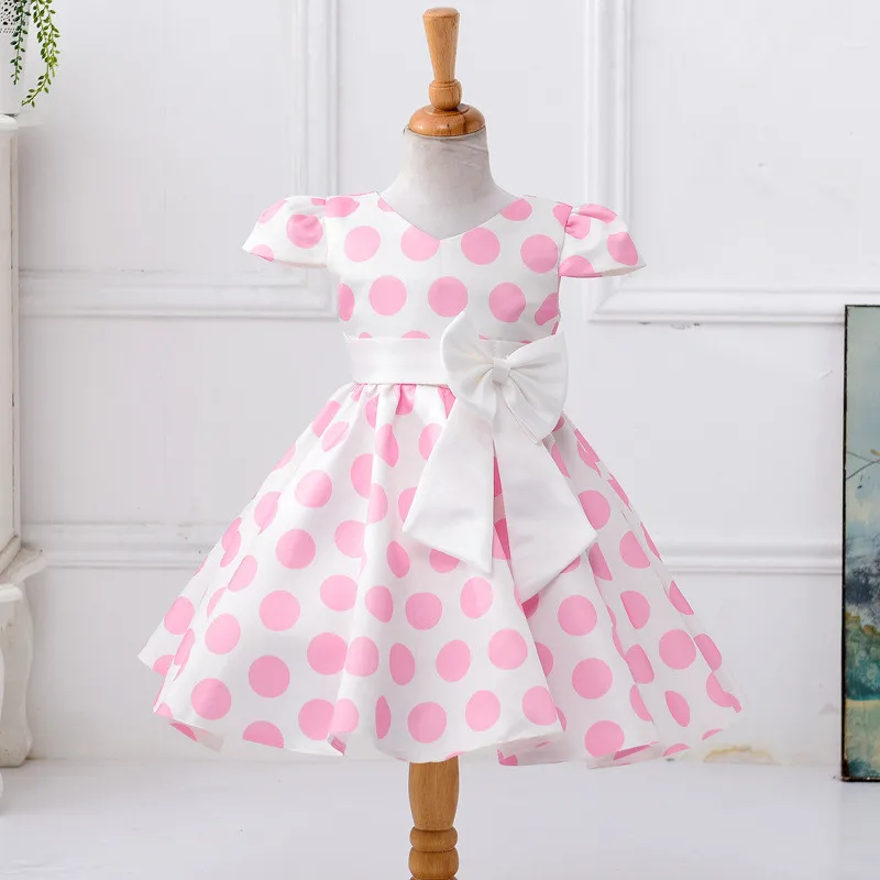 Fashion Polka Dot Bow Girls Dress V-Neck Bowknot Blet Party Princess Dresses Knee Length Formal Child Vestido for 8 Years 
Fashion Polka Dot Bow Girls Dress V-Neck Bowknot Blet Party Princess Dresses Knee Length Formal Child Vestido for 8 Years