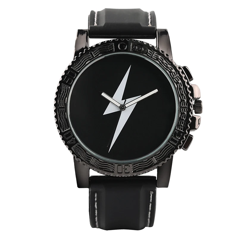 High Quality Men Wristwatches Stainless Steel Carving Case Flash Lightning Pattern Dial Casual Simple with Silicone Watch Strap
High Quality Men Wristwatches Stainless Steel Carving Case Flash Lightning Pattern Dial Casual Simple with Silicone Watch Strap