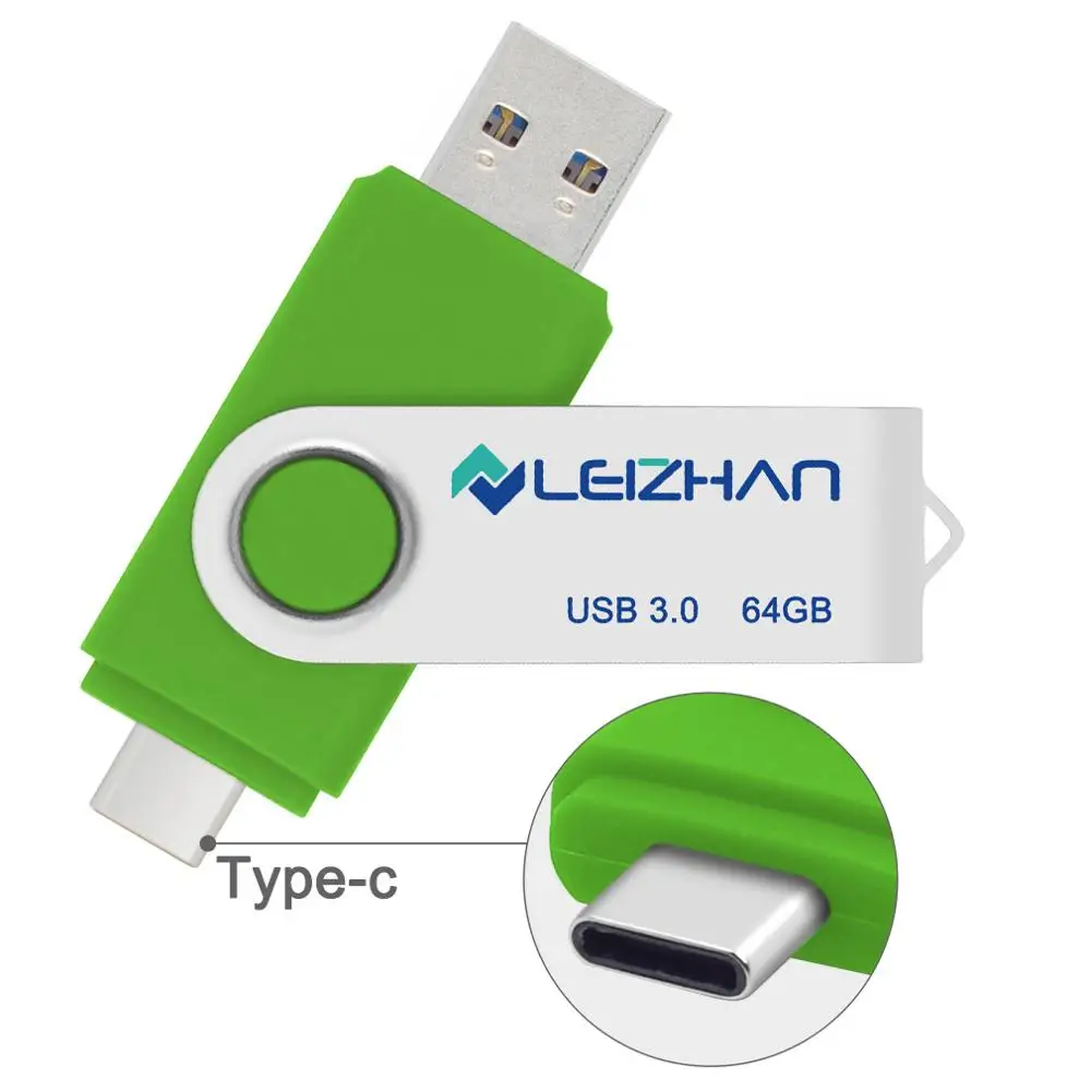 Фото LEIZHAN Type C фотофлешка 3 0 для Samsung Galaxy S10/S9/S8/Huawei P30/P20/P9 флеш-накопитель USB 256 ГБ 128 64 32 16 |