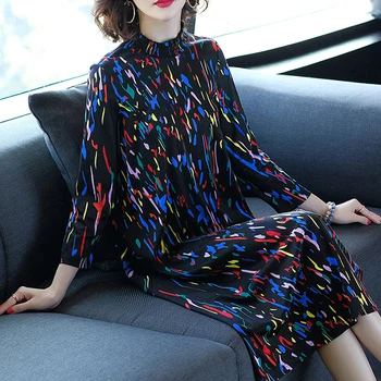 Spring Fall Fashion Women Ruffles Stand Collar 3/4 Sleeve Loose Colored Dress , 2019 Printed Autumn Female Woman Long Dresses
Spring Fall Fashion Women Ruffles Stand Collar 3/4 Sleeve Loose Colored Dress , 2019 Printed Autumn Female Woman Long Dresses