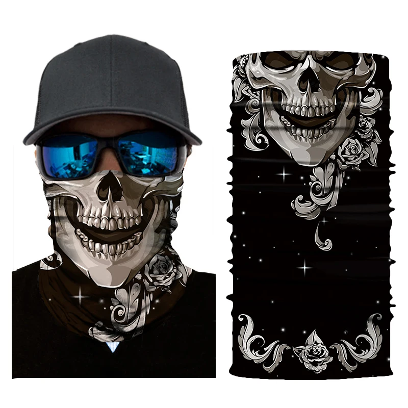 

3D Seamless Balaclava Magic Scarf Neck Face Mask Ghost Skull Skeleton Head Bandana Shield Headband Headwear Bandanas Men Bicycle