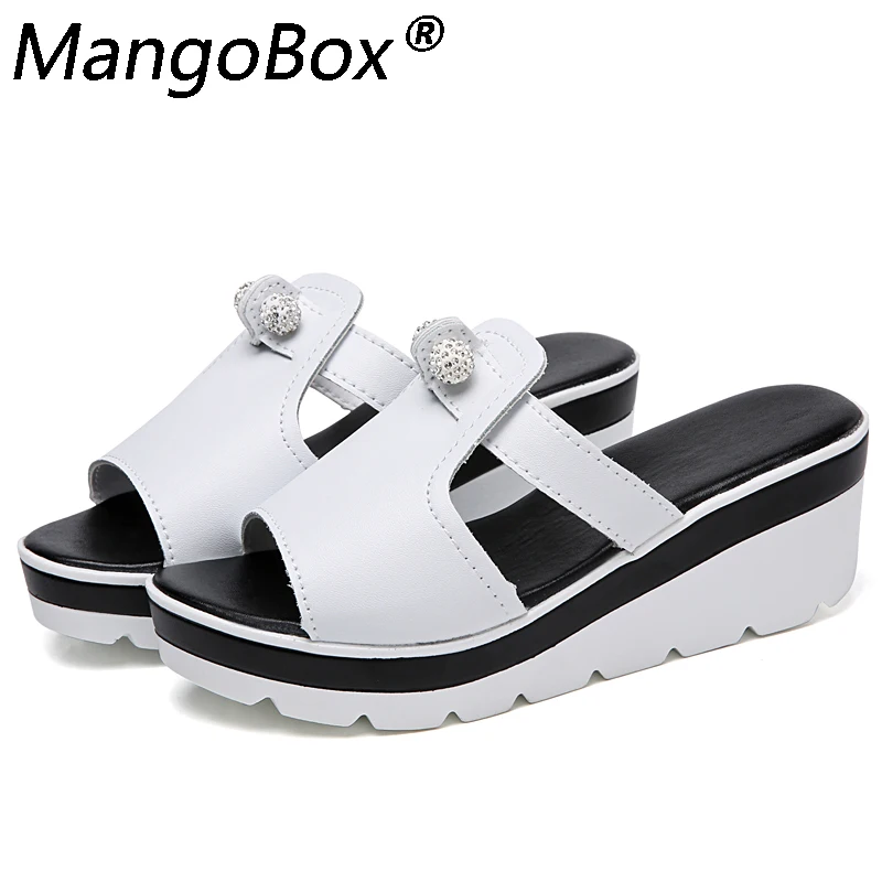 Platform Heels Slipper Sandals for Women Soft Leather Comfortable Slippers Open Toe Wedges Heel Summer Ladies Shoes White Black
Platform Heels Slipper Sandals for Women Soft Leather Comfortable Slippers Open Toe Wedges Heel Summer Ladies Shoes White Black