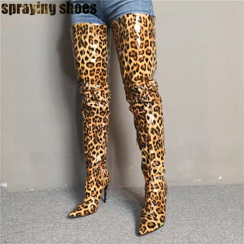 Sexy Leopard Thigh High Boots For Women Pointed Toe Over The Knee High Heels Pumps Lady Shoes Winter Boots Custom Made Big Size
Sexy Leopard Thigh High Boots For Women Pointed Toe Over The Knee High Heels Pumps Lady Shoes Winter Boots Custom Made Big Size