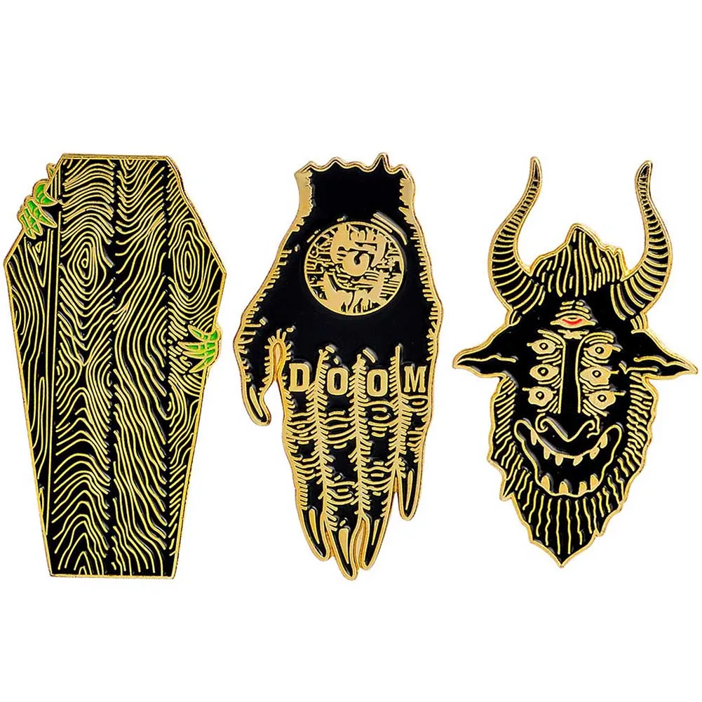 

Gothic Dark Devil Skeleton Lung Hand Scorpion Brooch Enamel Pins Button Bag Denim Jacket Lapel Pin Badge Jewelry