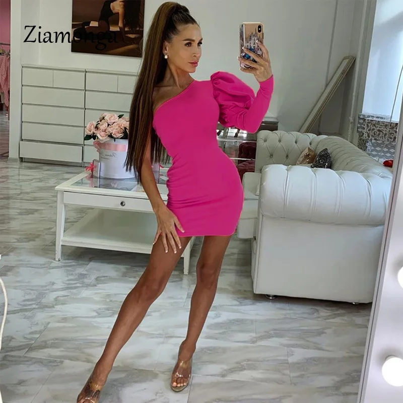Ziamonga One Shoulder Lantern Sleeve Sexy Bodycon Dress Skew Collar Long Sleeve Mini Women Dress Casual Club Party Short Dresses
Ziamonga One Shoulder Lantern Sleeve Sexy Bodycon Dress Skew Collar Long Sleeve Mini Women Dress Casual Club Party Short Dresses