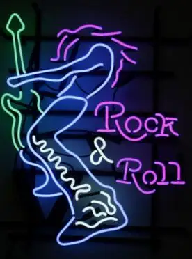 Фото Стеклянная неоновая вывеска Rock & Roll | Освещение