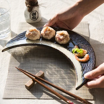 Creative personality Japanese-style kiln change ceramic moon plate features restaurant cutlery dishes sushi plate household uten
Creative personality Japanese-style kiln change ceramic moon plate features restaurant cutlery dishes sushi plate household uten