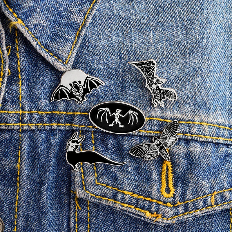 Dark Witch Bat Skeleton Brooches Fashion Cartton Halloween Women Denim Jackets Collar Shirt Pin Badge Jewelry
Dark Witch Bat Skeleton Brooches Fashion Cartton Halloween Women Denim Jackets Collar Shirt Pin Badge Jewelry
