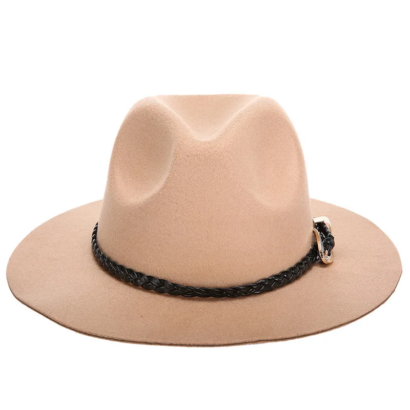 Wool Jazz Hats Large Brim Felt Cloche Cowboy Panama Fedora Hat For Women Black Trilby Derby Burgundy Red Fedora Hat With Belt
Wool Jazz Hats Large Brim Felt Cloche Cowboy Panama Fedora Hat For Women Black Trilby Derby Burgundy Red Fedora Hat With Belt