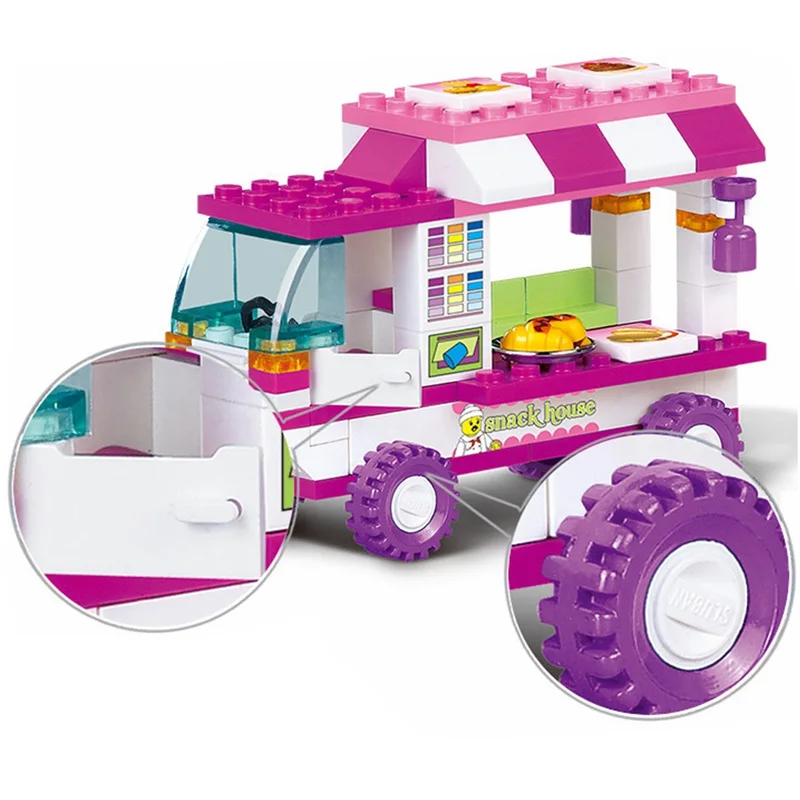 Sluban Pink Dreams Series Wheels On Meals 102pcs Building Blocks Toys for Children Compatible With
Sluban Pink Dreams Series Wheels On Meals 102pcs Building Blocks Toys for Children Compatible With