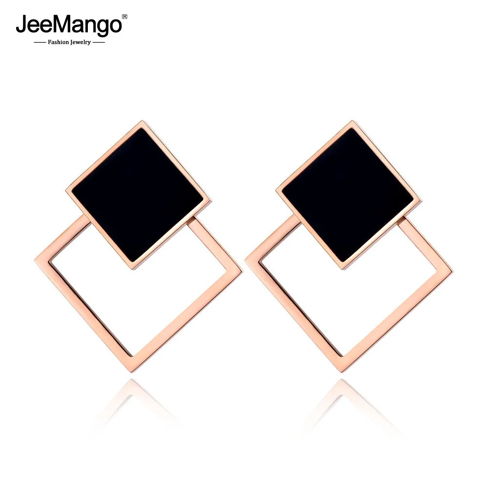 JeeMango Trendy Stainless Steel Rose Gold Black Acrylic Double Square Stud Earrings OL Style Geometric Jewelry For Women JE19077
JeeMango Trendy Stainless Steel Rose Gold Black Acrylic Double Square Stud Earrings OL Style Geometric Jewelry For Women JE19077