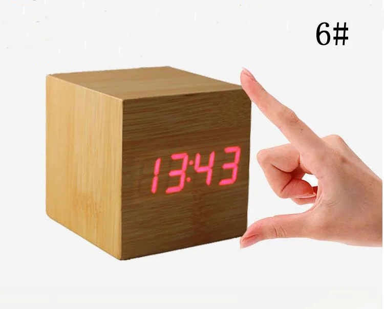 Creative Mini square Voice control function LED clock Fashion Wood furniture clock Temperature and time display digital clock
Creative Mini square Voice control function LED clock Fashion Wood furniture clock Temperature and time display digital clock